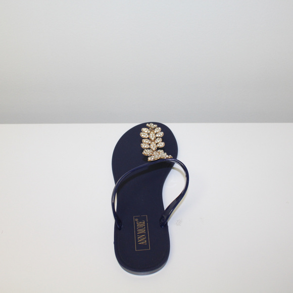 Womens Navy Blue Rhinestone Jelly Sandals - Picture 5 of 6